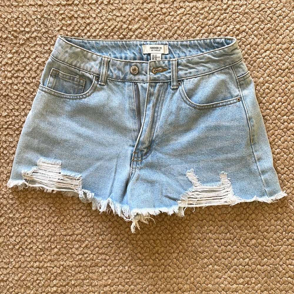 Blue jean cut-off Shorts. Forever 21. Size 27